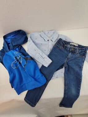 3 pc boys 4 & 5 Clothing Lot Levis 511 Jeans Carters Shirt Jumping Beans Hoodie
